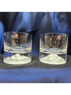 Iittala Himalaya Set of 2 Small Rocks/Whiskey Tasting Glass Frosted Base Finland